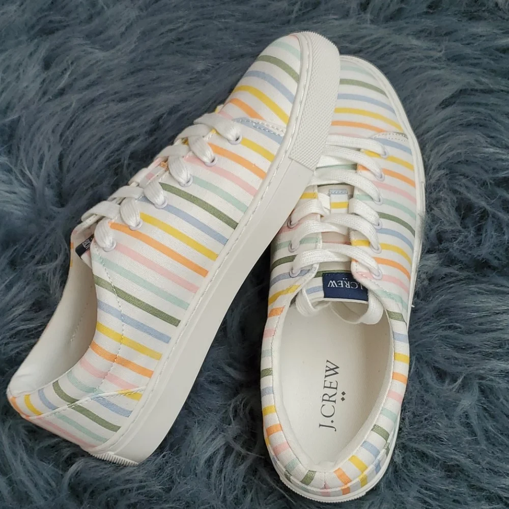 NIB J. Crew Printed Canvas Striped Sneakers